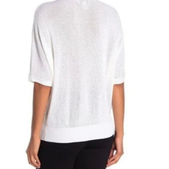 Magaschoni White Dolman Pointelle Open Knit Sweater (S) - Picture 2 of 4